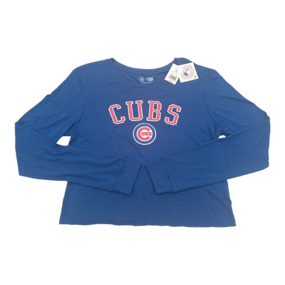 Genuine Merchandise Women's S Chicago Cub Cropped Royal Blue Heather T-Shirt